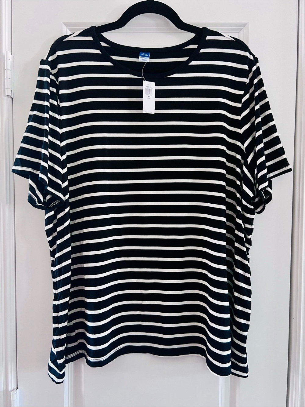 Black & White Striped Crew Neck Luxe Top